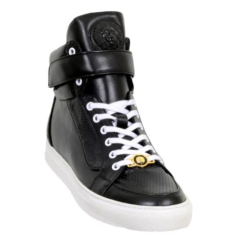 versace high top sneakers black|versace black and white sneakers.